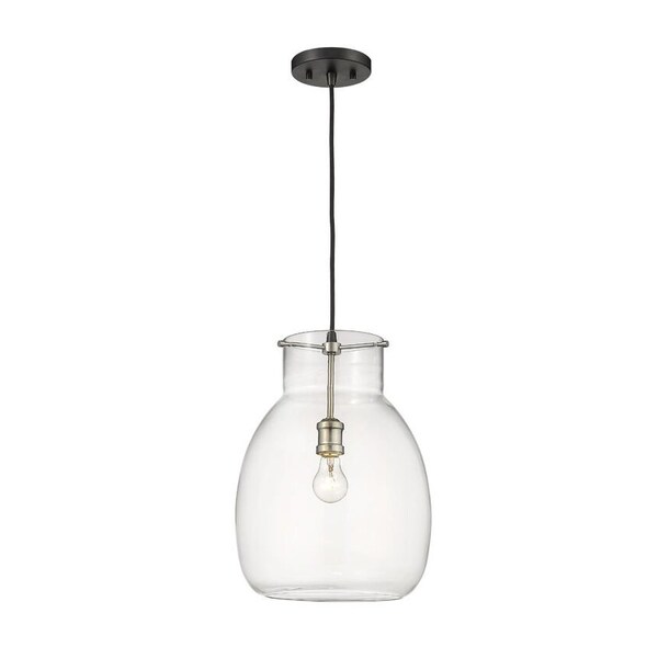 Z-Lite Bella 1 Light Pendant, Matte Black & Clear 476P-MB-BN - main